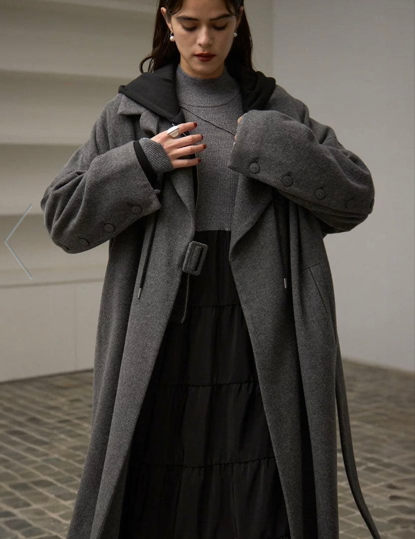 コートMelton Wool Gown Coat