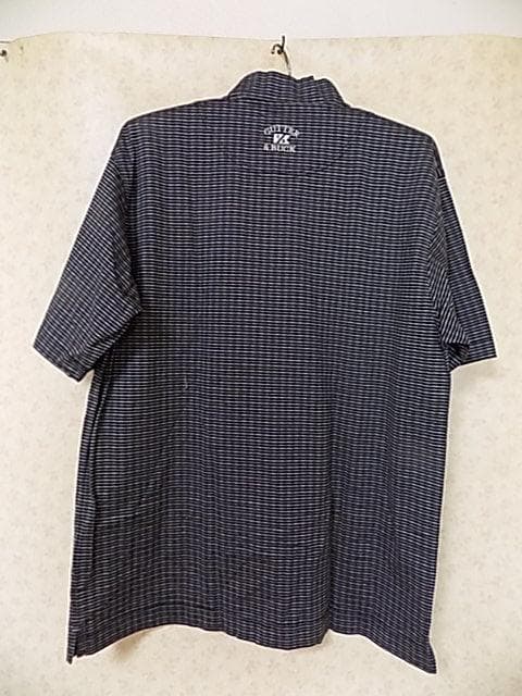81704 CUTTER&BUCK  ハーフジップポロシャツ　黒xグレー　L