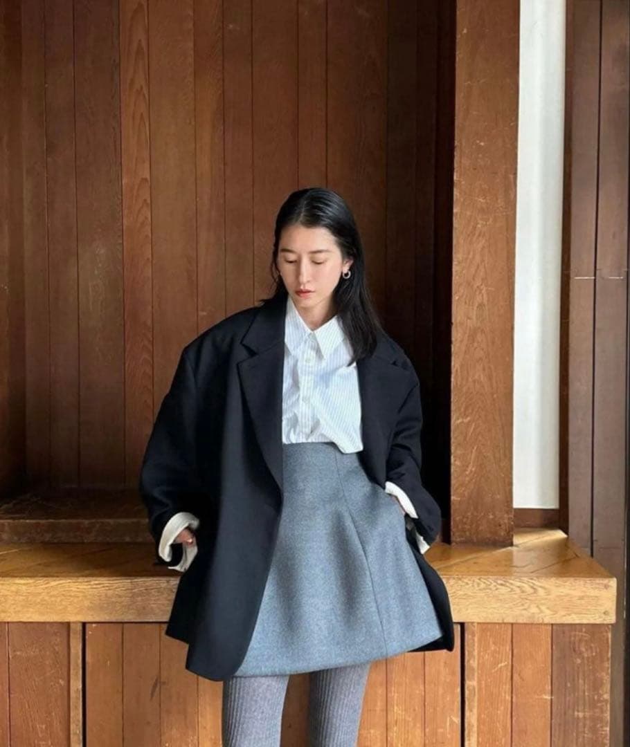 CLANE CONSTRUCTIVE MINI SKIRT クラネ グレー