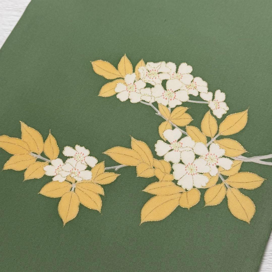m-112 塩瀬　桜　正絹　名古屋帯