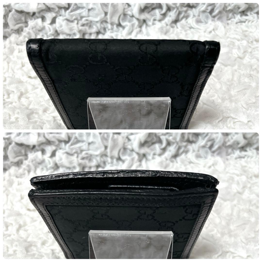 GUCCI ブラック GGパターン 二つ折り財布　グッチ　レザー　ナイロン