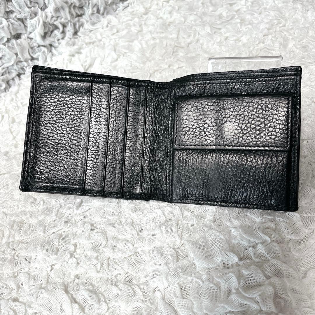 GUCCI ブラック GGパターン 二つ折り財布　グッチ　レザー　ナイロン