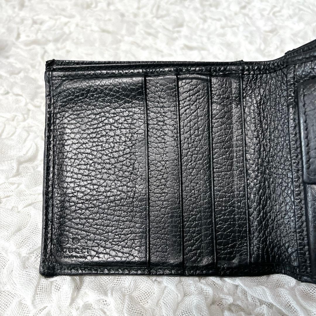 GUCCI ブラック GGパターン 二つ折り財布　グッチ　レザー　ナイロン