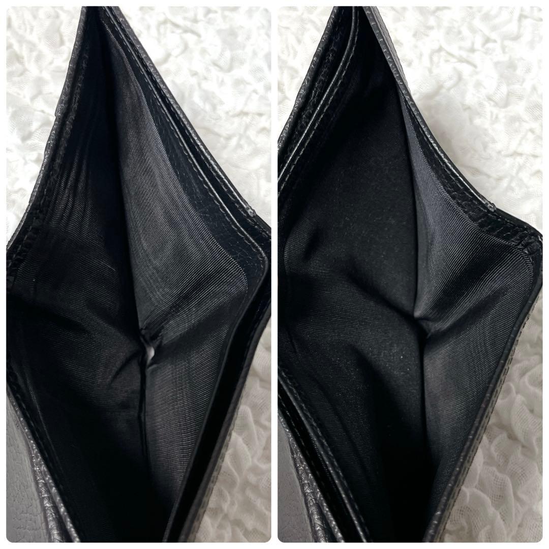 GUCCI ブラック GGパターン 二つ折り財布　グッチ　レザー　ナイロン