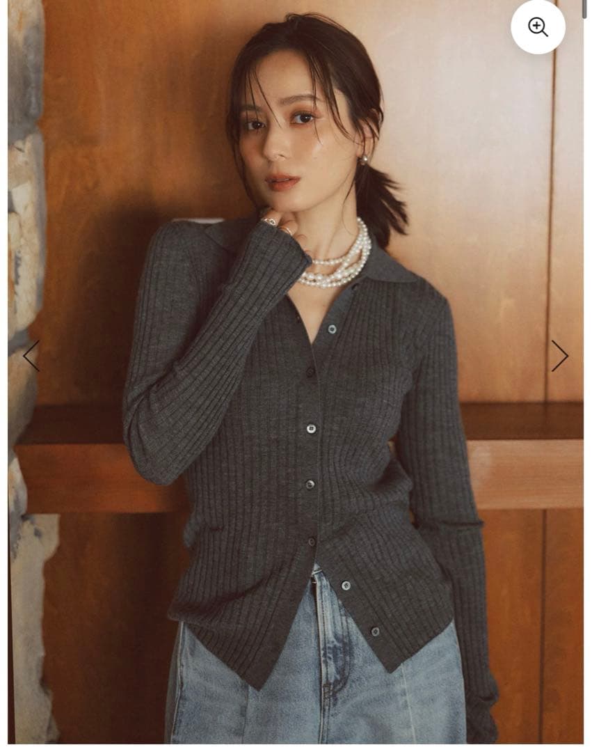 アニュアンス　カシミヤ100ニットシャツカーディガン