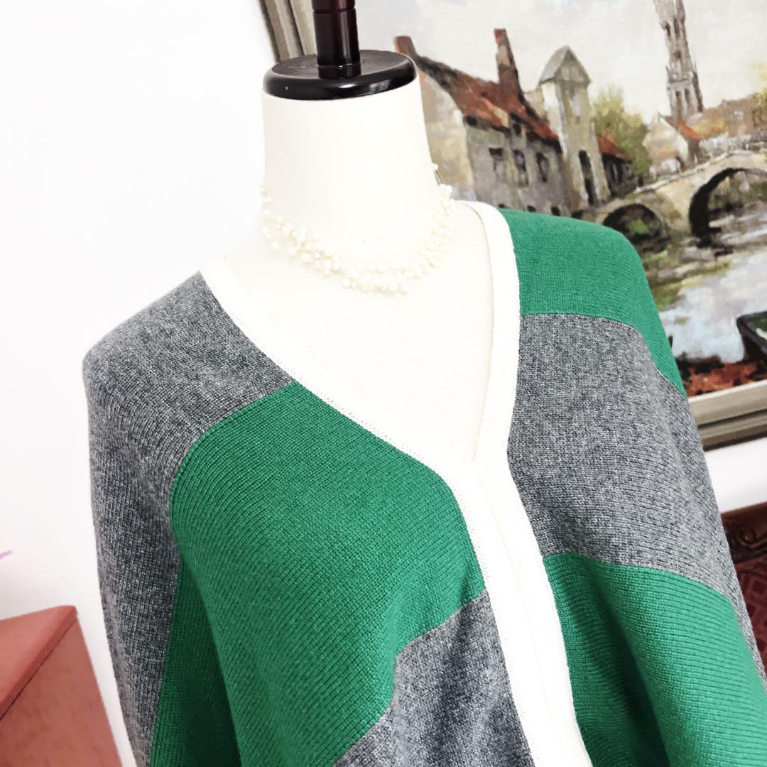 美品　HERMESエルメス　ケープ　ポンチョ　セーター　カシミヤ　緑　ベスト