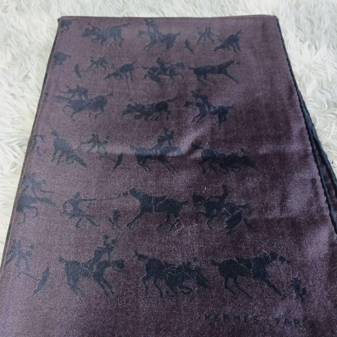 ​美品✨エルメス✨英国製 カシミヤシルク マフラー 馬 狩猟柄 186cm