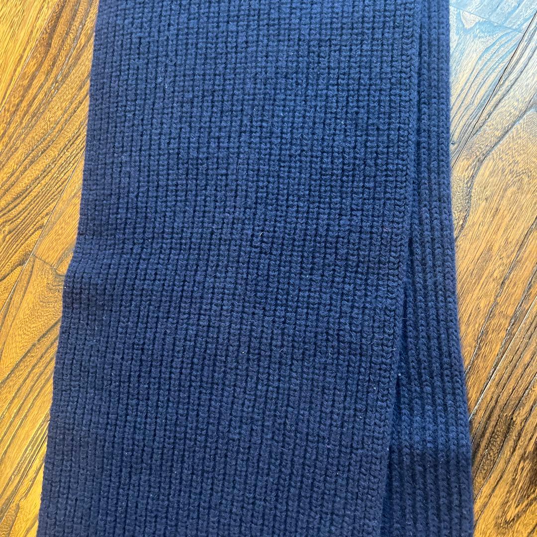 【極美品】CELINE セリーヌ　ネイビー リブ編みマフラー　ロゴ入り
