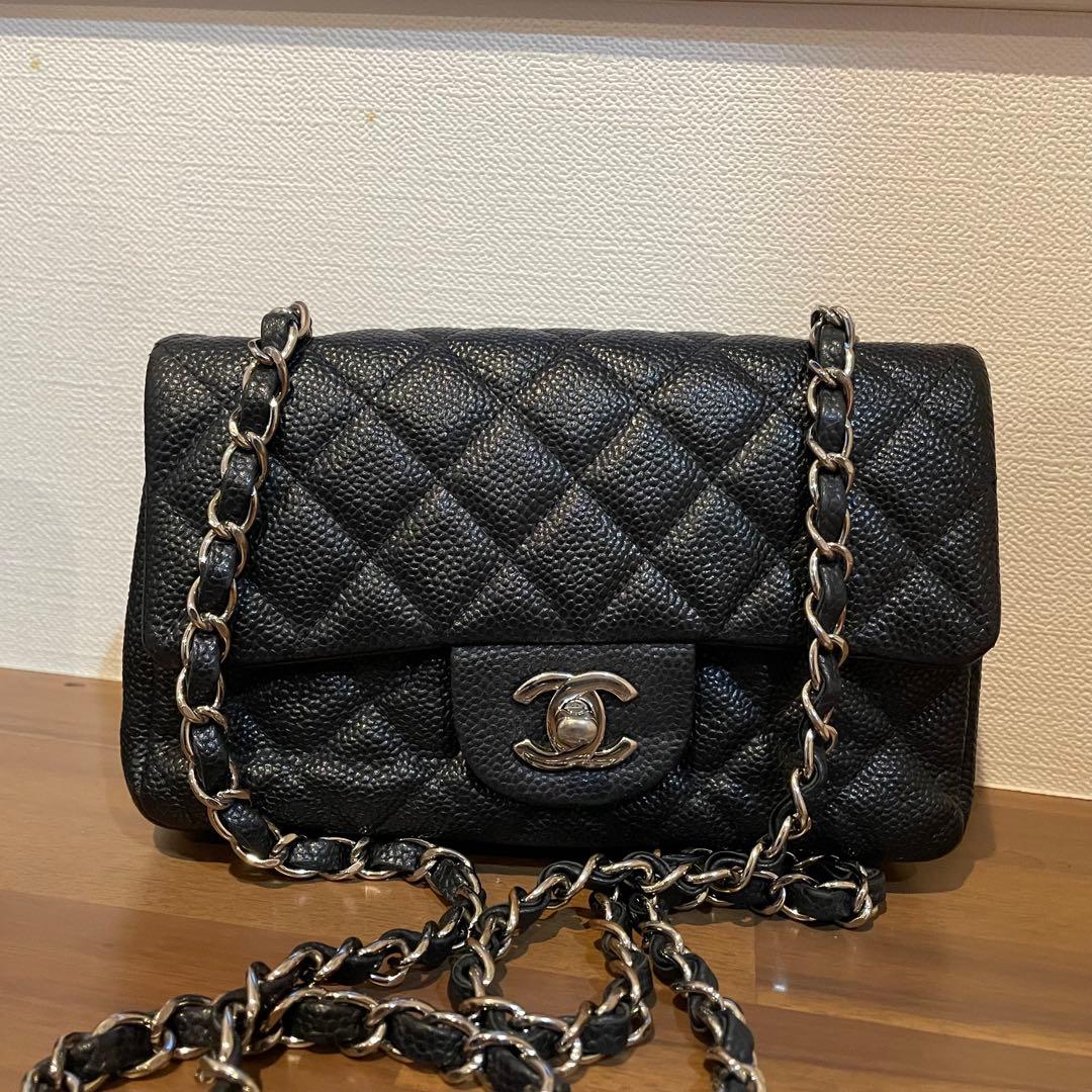 極美品　シャネル　マトラッセ　20 キャビアスキン　ショルダーバッグ　ブラック