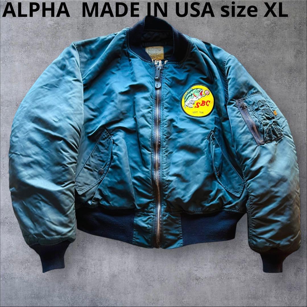 サイズXL ワッペン付 90's希少ヴィンテージ アルファMA-1 米国製