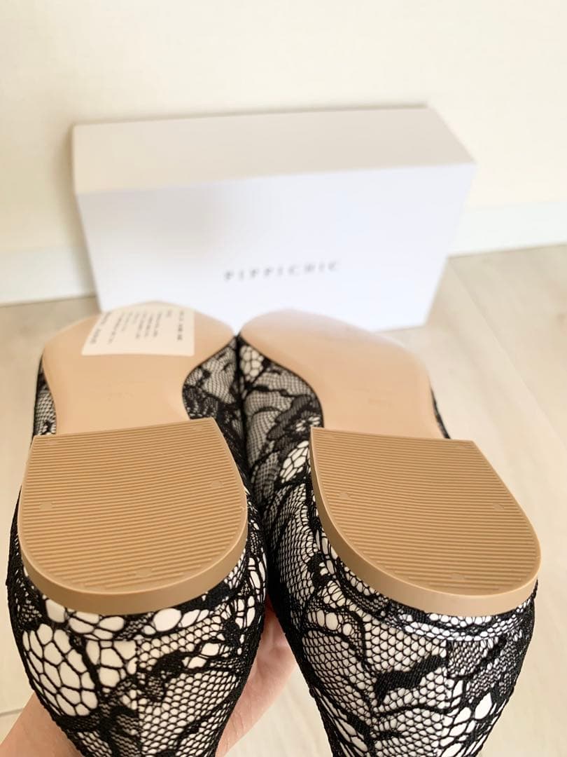 新品PIPICHIC ピッピシック レースビジュー フラットシューズ