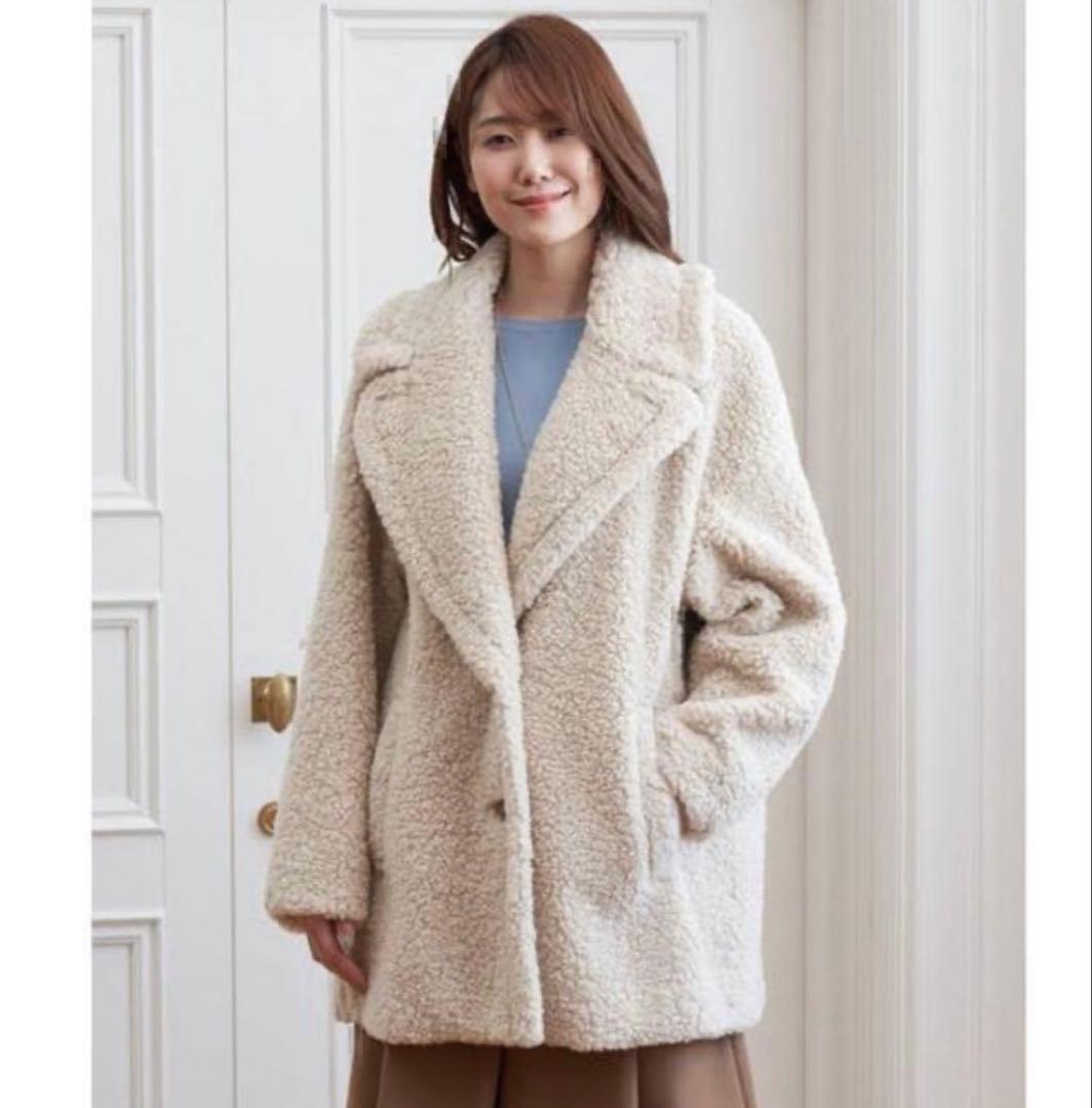 アナイ　カーリーウールミドルボアテディベアコート