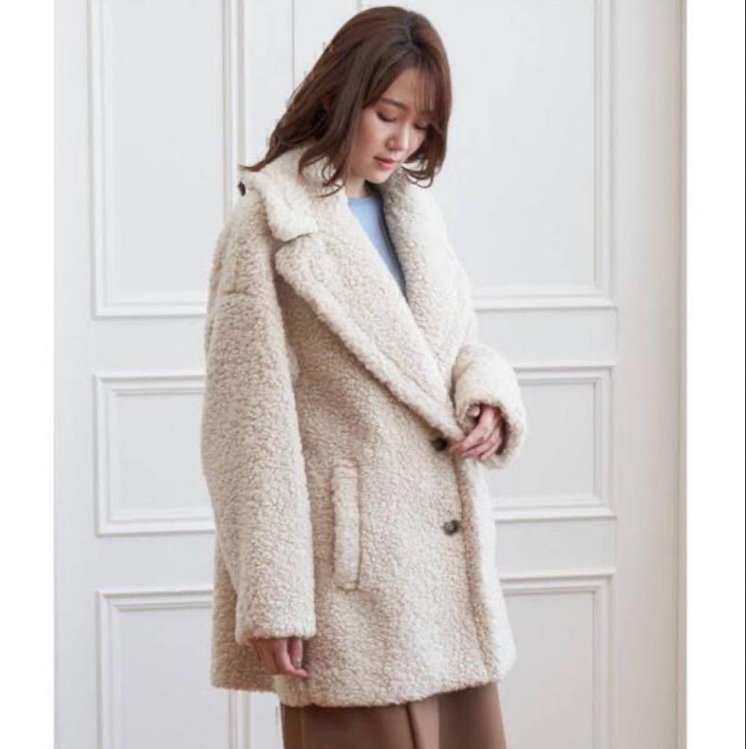 アナイ　カーリーウールミドルボアテディベアコート