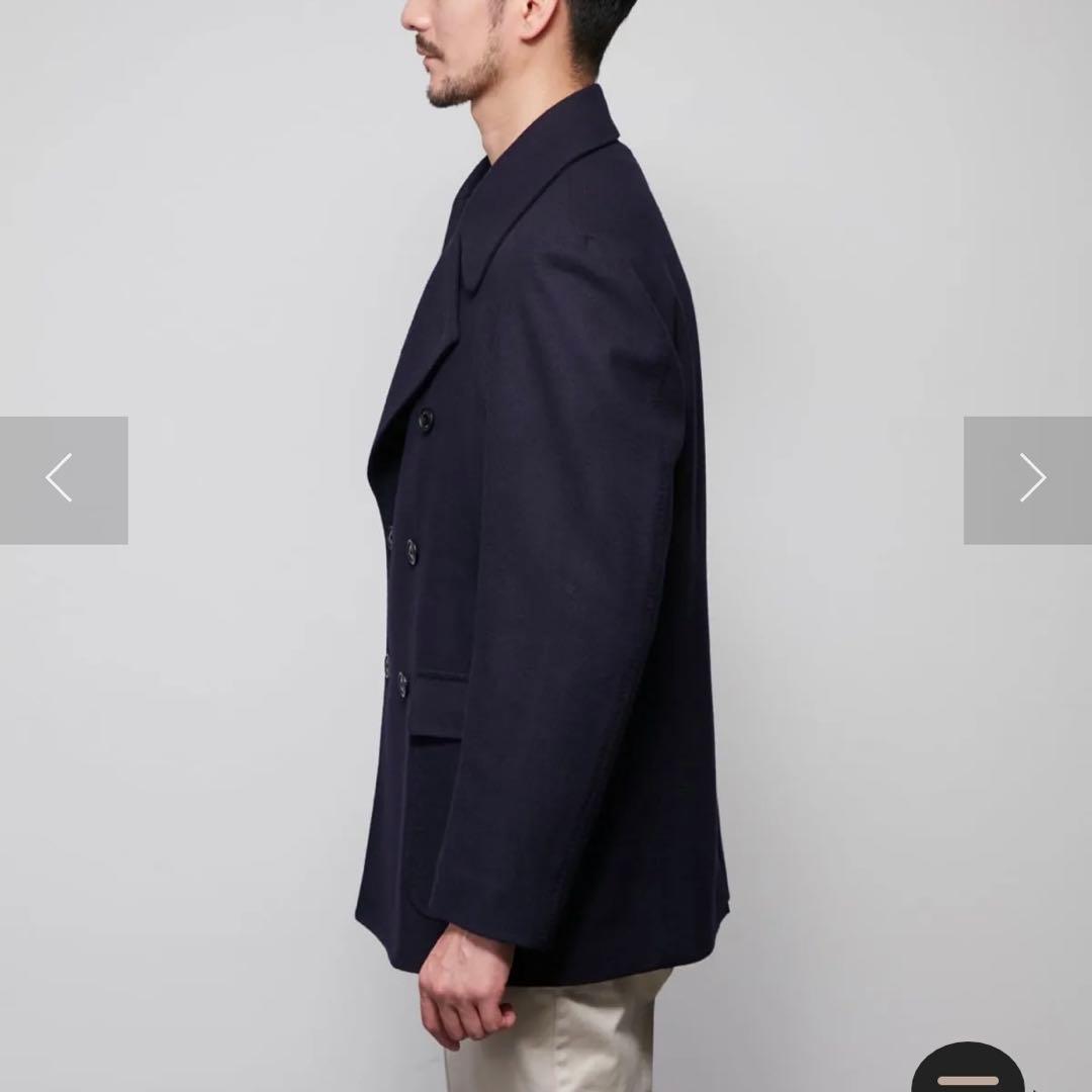 極美品 日本製 ニューヨーカー テーラード ピーコート ウール メルトン 黒