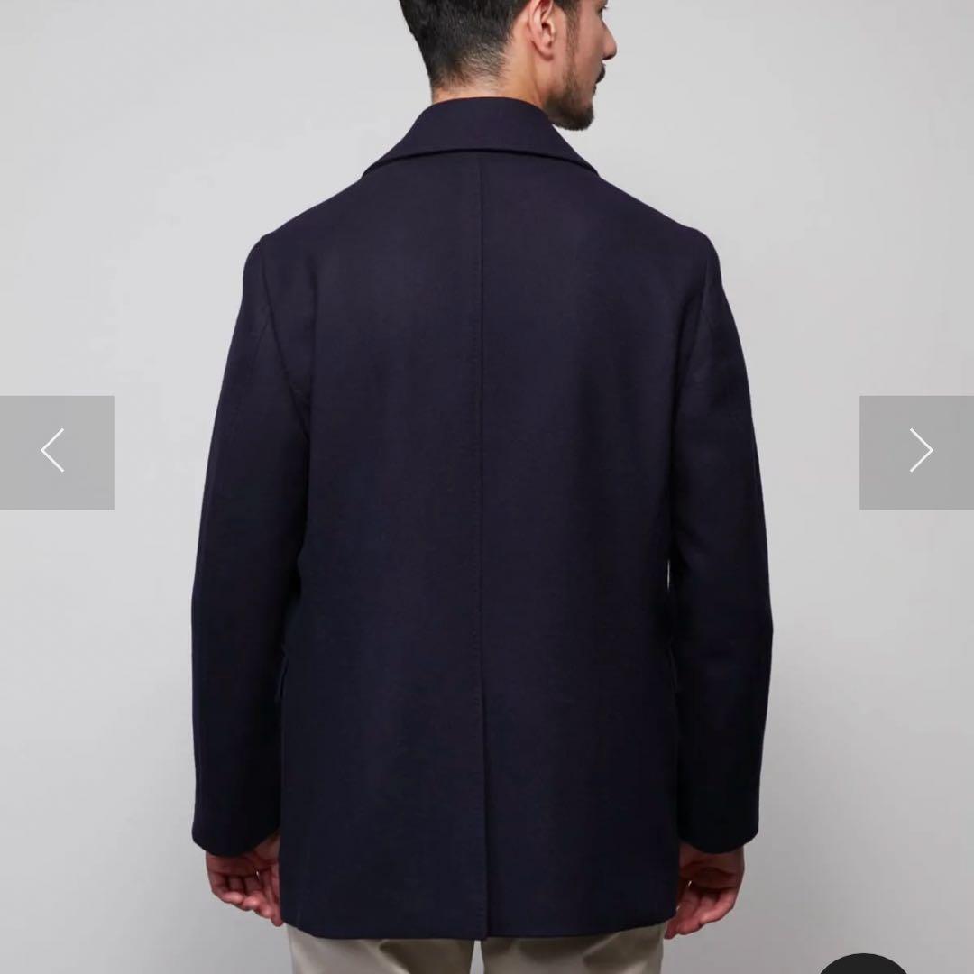 極美品 日本製 ニューヨーカー テーラード ピーコート ウール メルトン 黒