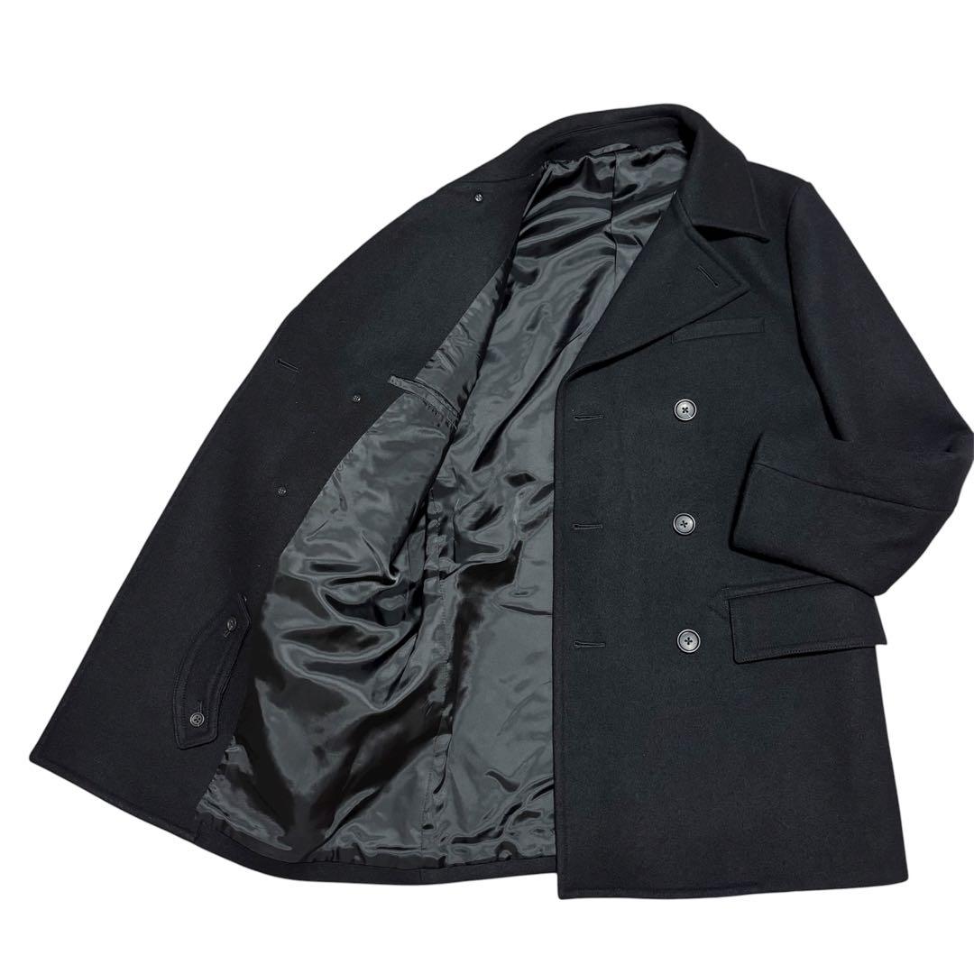 極美品 日本製 ニューヨーカー テーラード ピーコート ウール メルトン 黒
