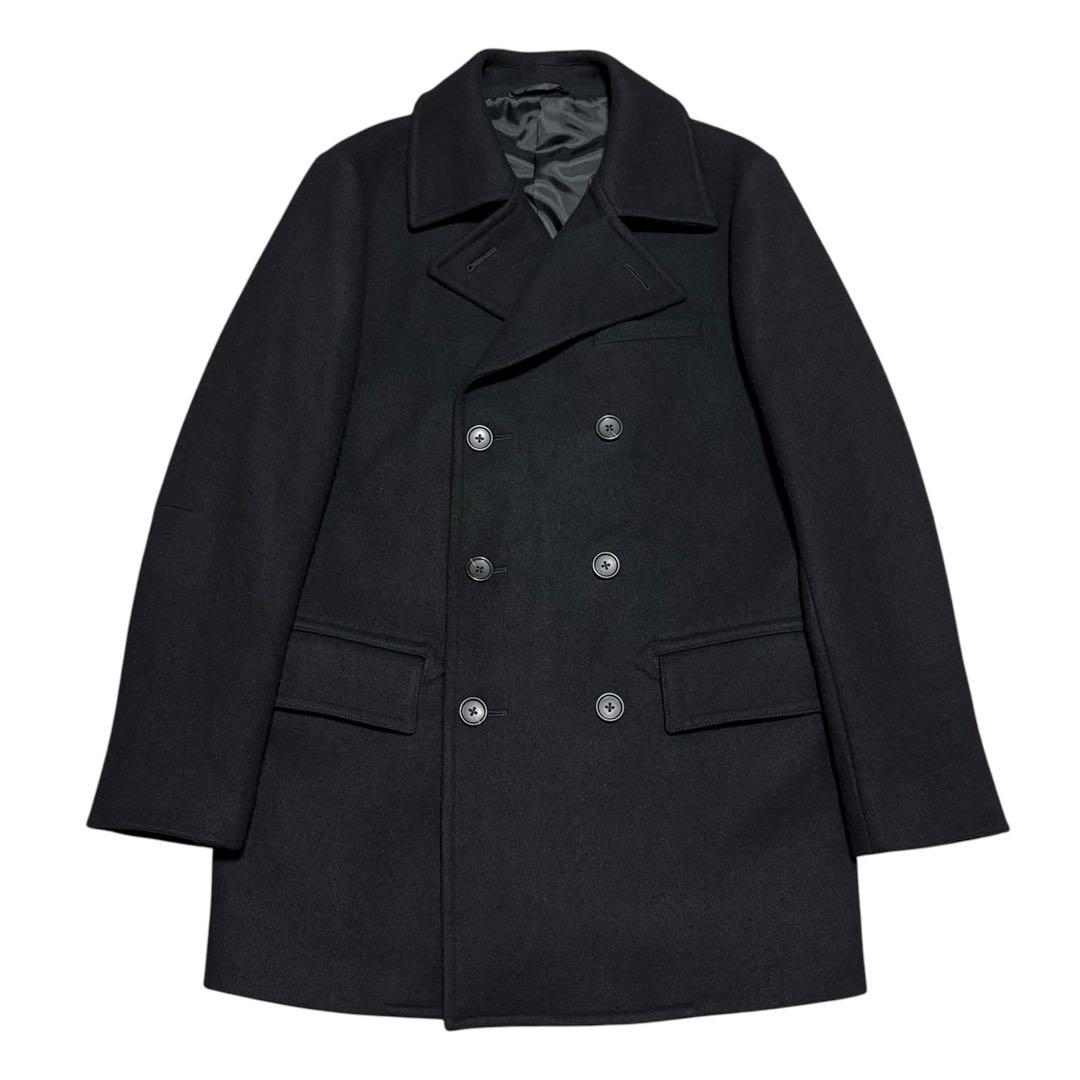 極美品 日本製 ニューヨーカー テーラード ピーコート ウール メルトン 黒