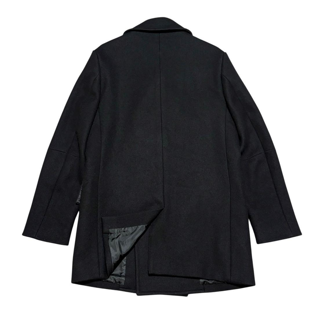 極美品 日本製 ニューヨーカー テーラード ピーコート ウール メルトン 黒