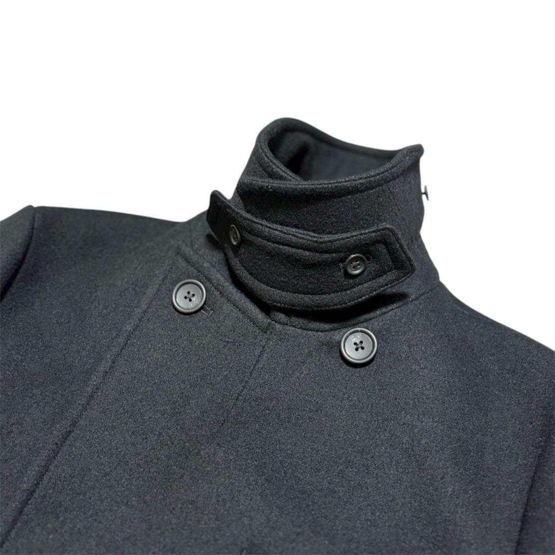 極美品 日本製 ニューヨーカー テーラード ピーコート ウール メルトン 黒