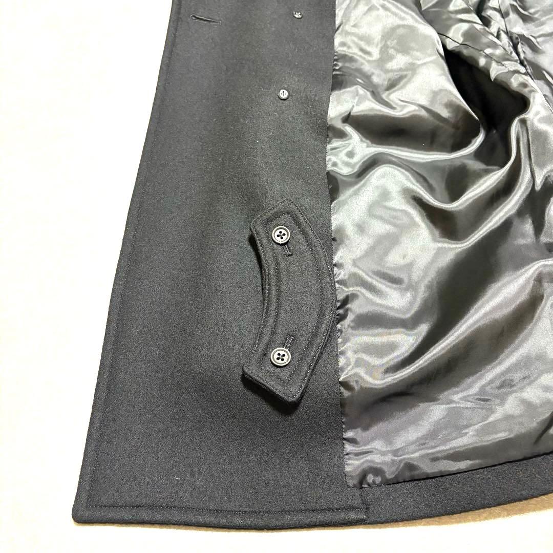 極美品 日本製 ニューヨーカー テーラード ピーコート ウール メルトン 黒