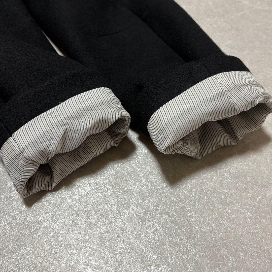 極美品 日本製 ニューヨーカー テーラード ピーコート ウール メルトン 黒