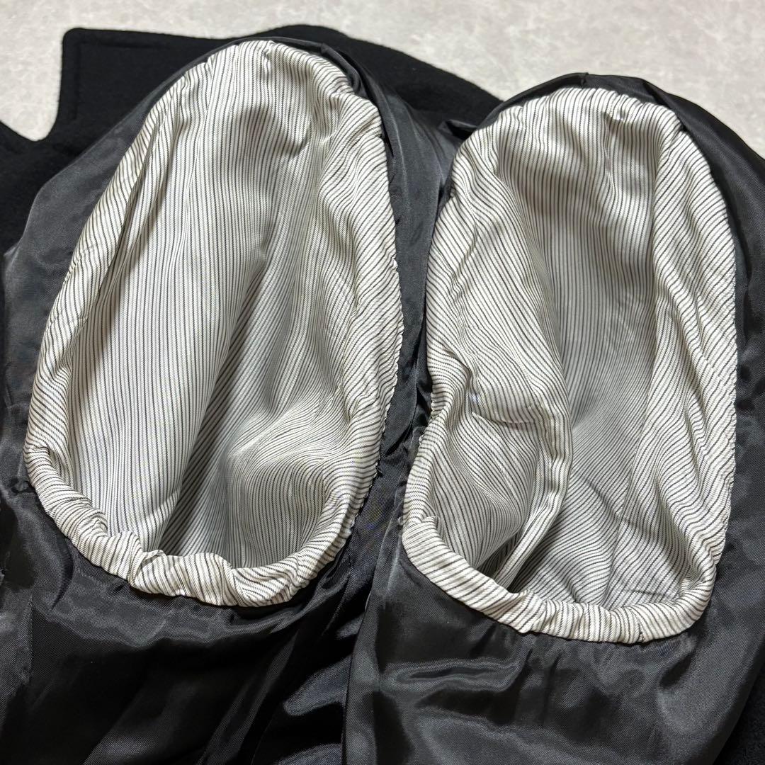 極美品 日本製 ニューヨーカー テーラード ピーコート ウール メルトン 黒