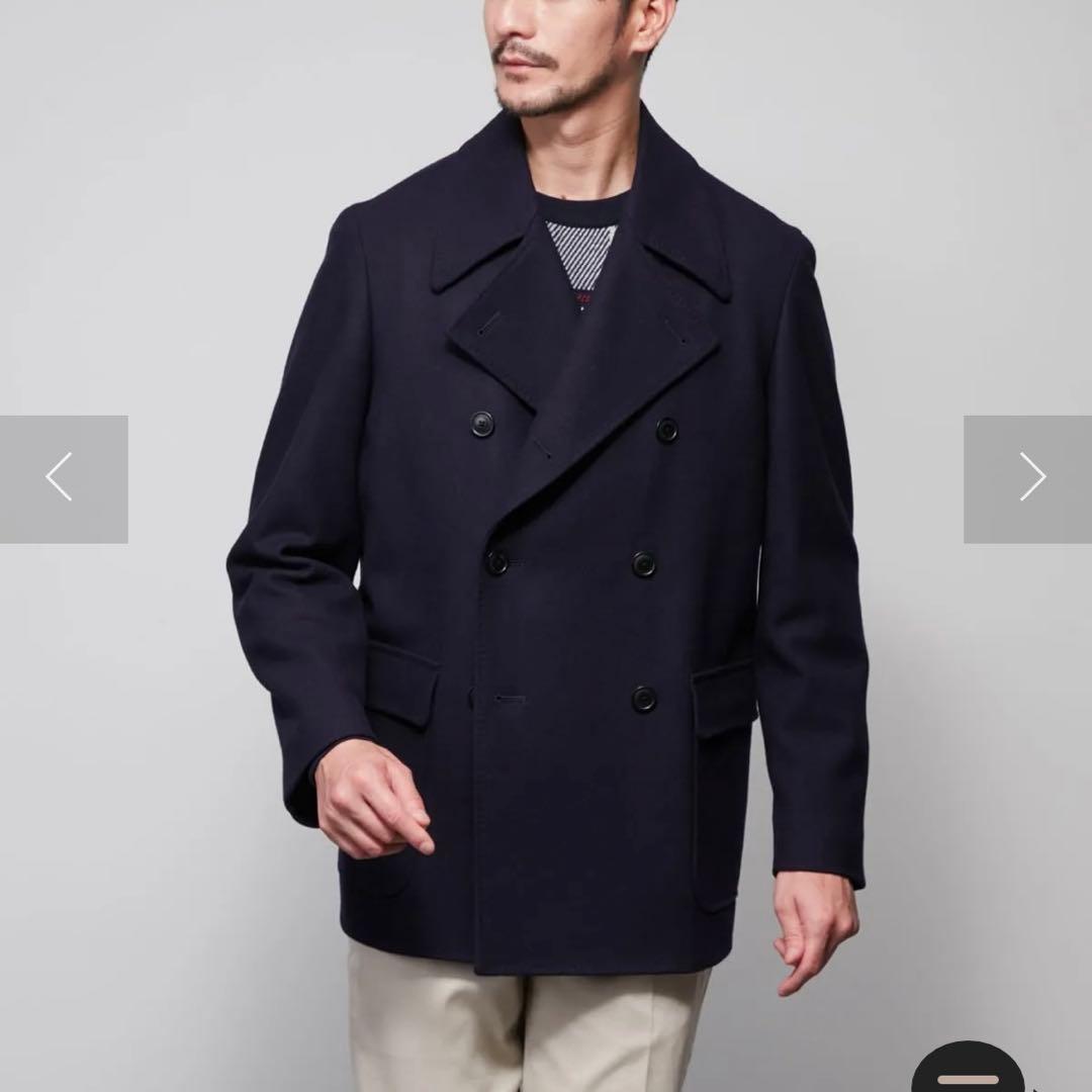 極美品 日本製 ニューヨーカー テーラード ピーコート ウール メルトン 黒