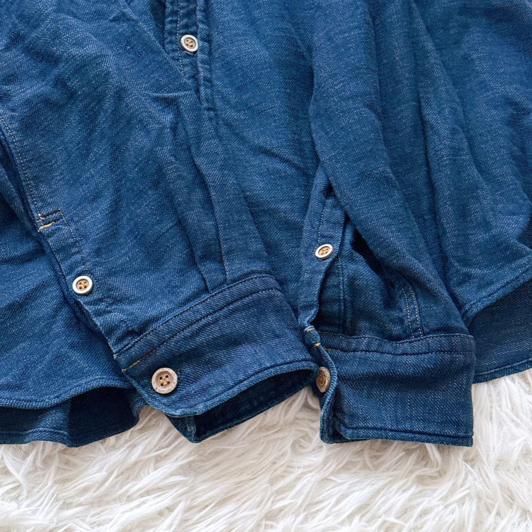 現行タグ✨45R オーシャンシャツ インディゴ 3サイズ スタンドカラー R刺繍