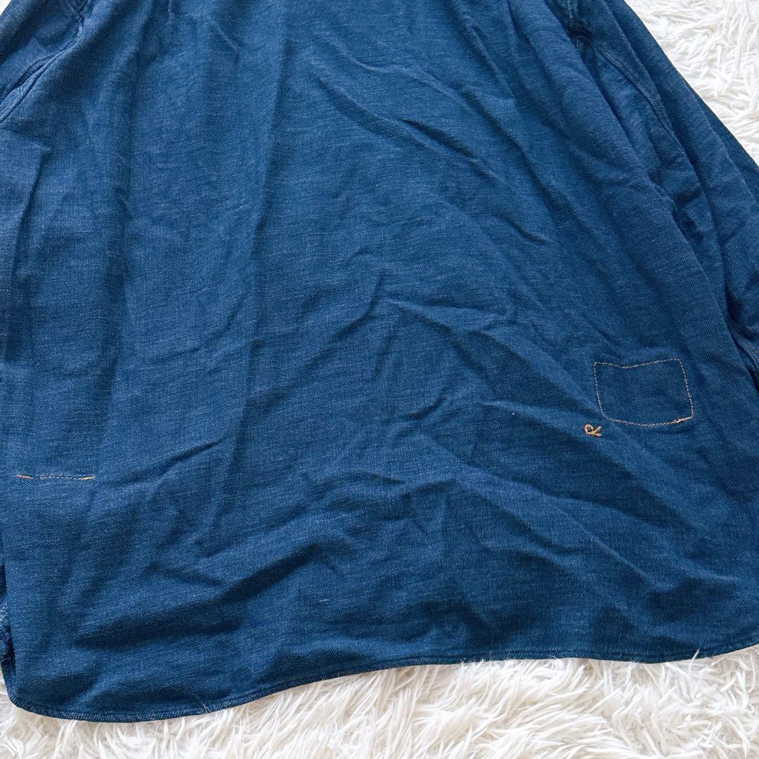 現行タグ✨45R オーシャンシャツ インディゴ 3サイズ スタンドカラー R刺繍