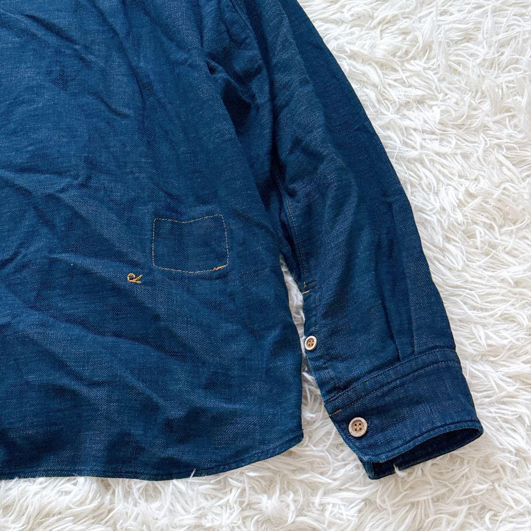 現行タグ✨45R オーシャンシャツ インディゴ 3サイズ スタンドカラー R刺繍