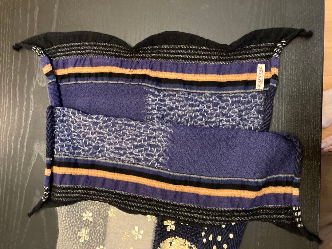 kapital キャピタル 縮絨ウールBOROパッチワークマフラー（箔プリント）