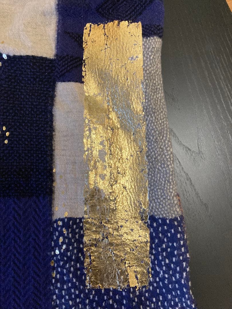 kapital キャピタル 縮絨ウールBOROパッチワークマフラー（箔プリント）