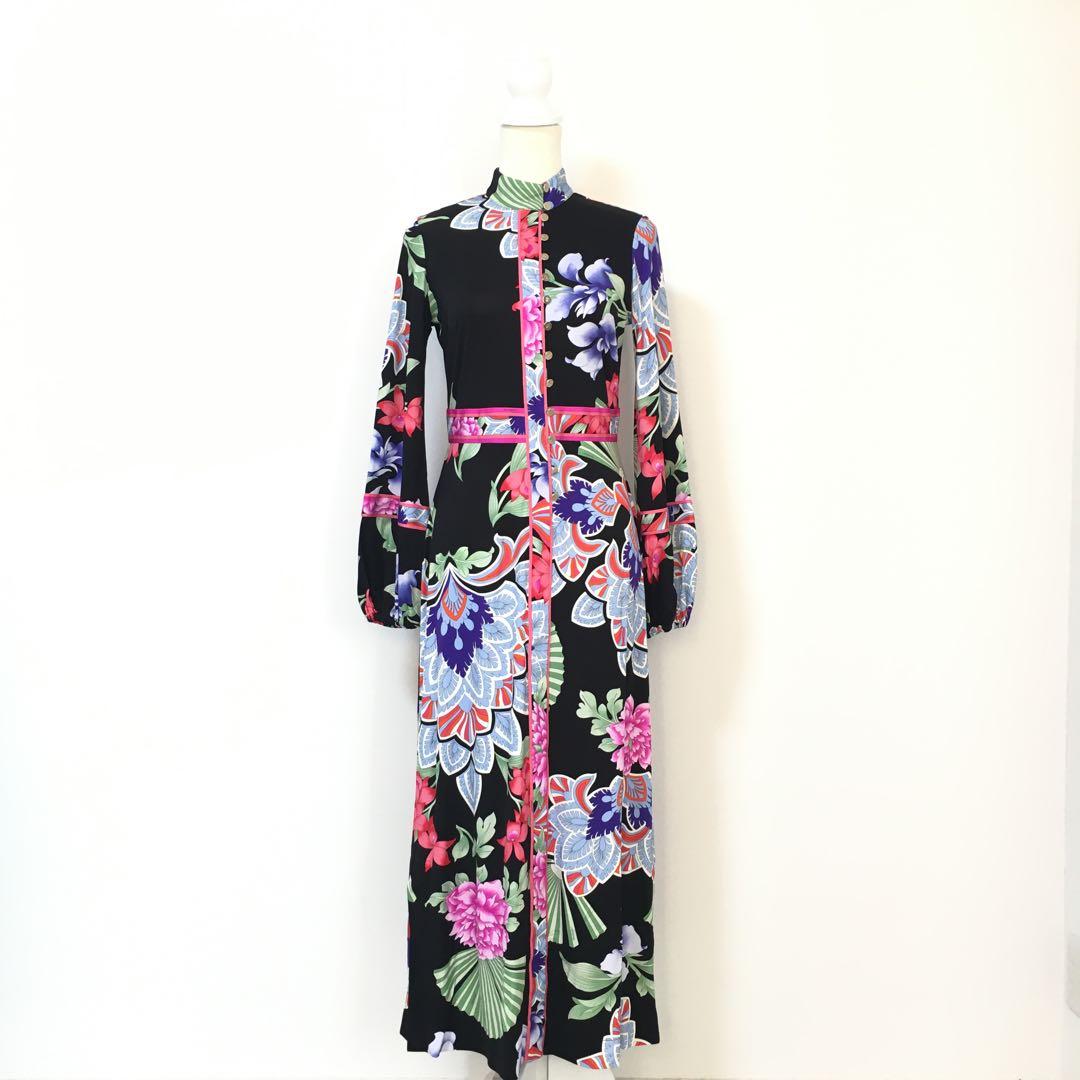 近年美品　LEONARD レオナール　ストレッチ　ロング　ドレス　ワンピース