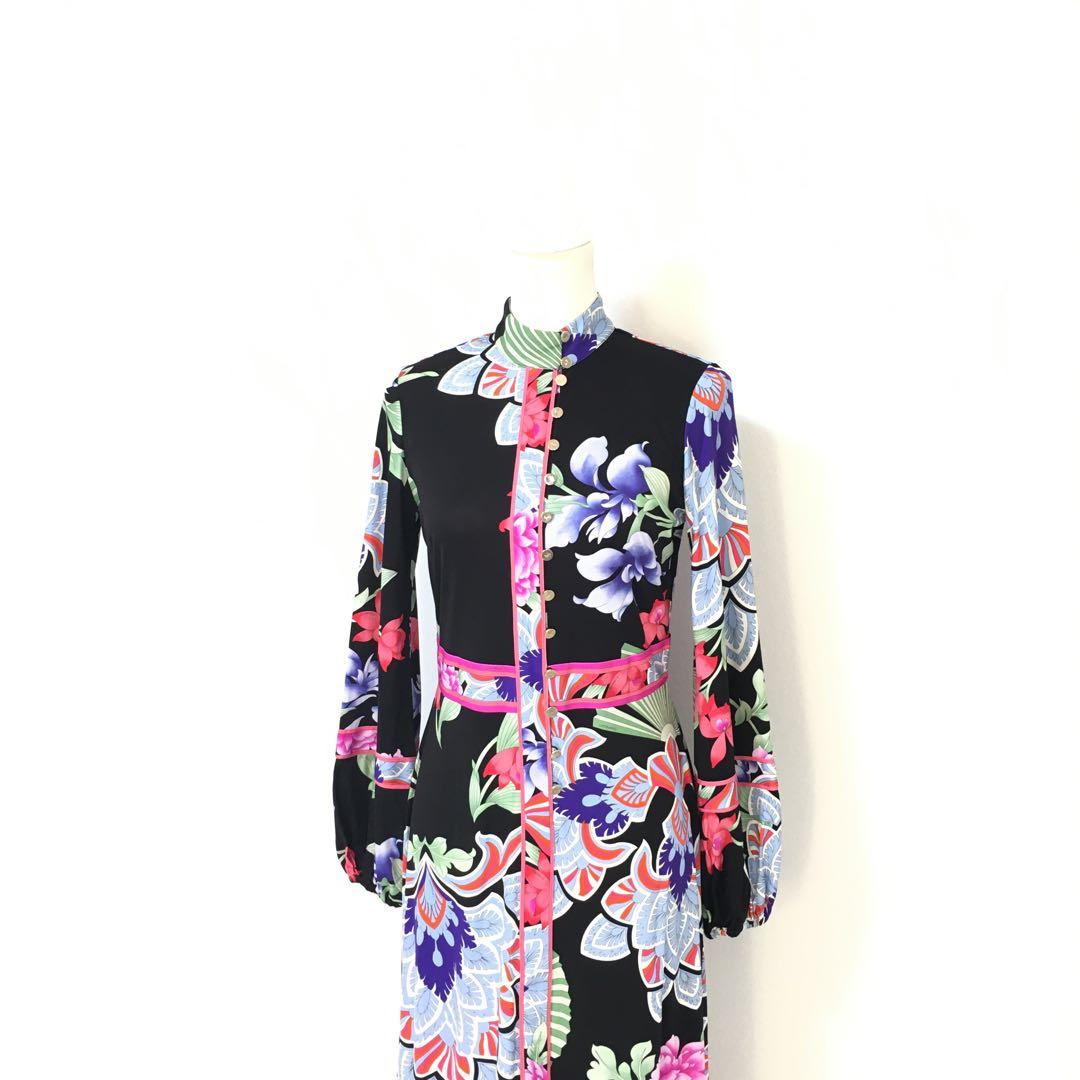 近年美品　LEONARD レオナール　ストレッチ　ロング　ドレス　ワンピース