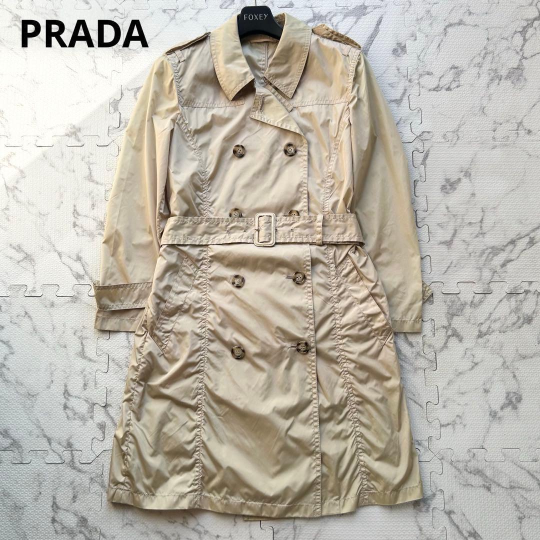 希少♡ プラダ ナイロン トレンチコート ダブルボタン ベージュ 38