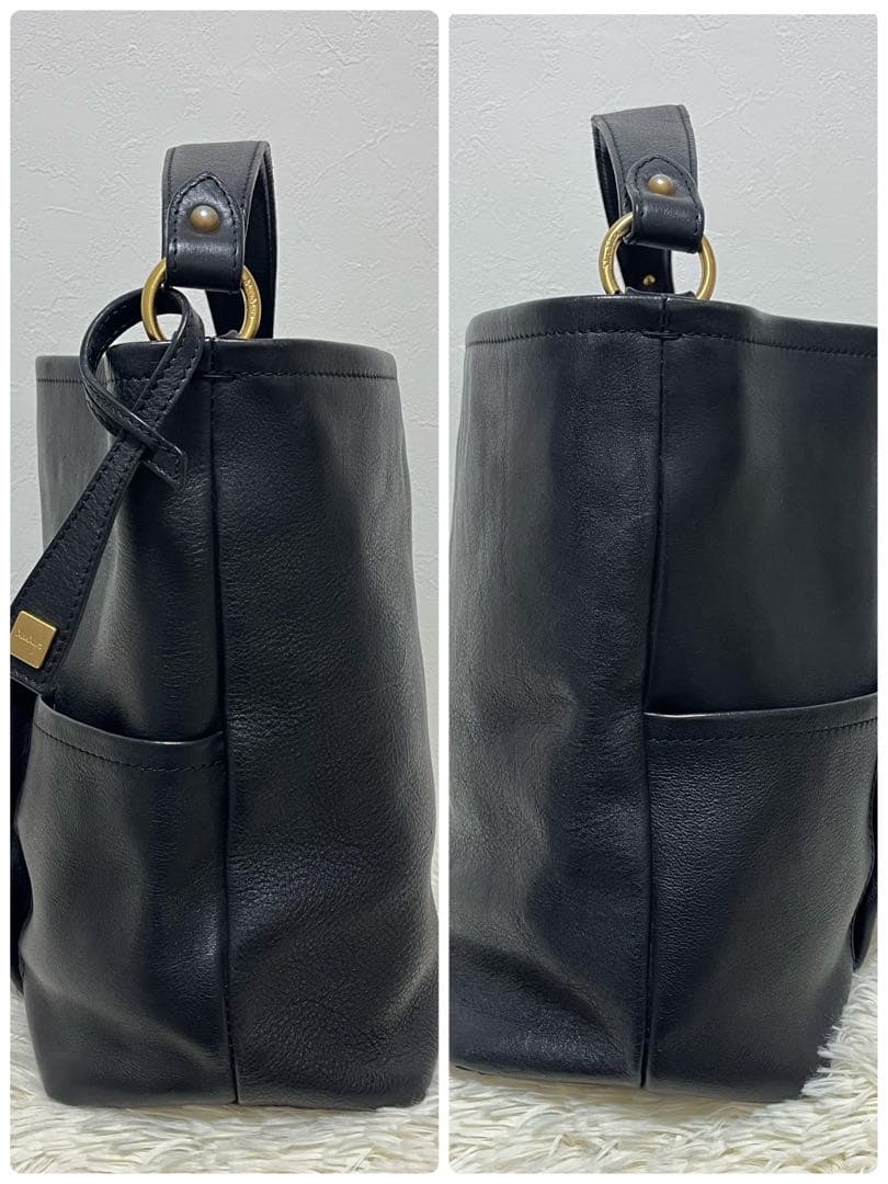 Max Mara ブラックレザーショルダーバッグ ハンドバッグ ゴールド金具