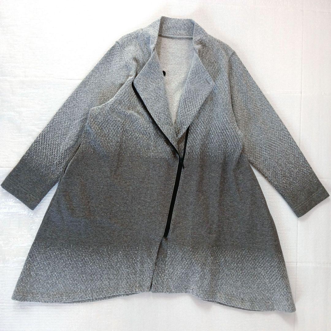 極美品◆芽風 センソユニコ ジャージーフレアコート 圧縮フェルト加工 切り替え