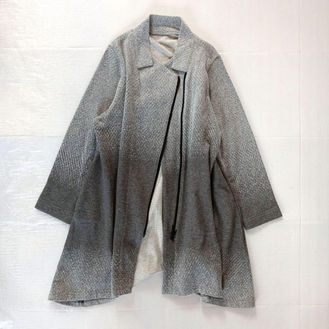 極美品◆芽風 センソユニコ ジャージーフレアコート 圧縮フェルト加工 切り替え