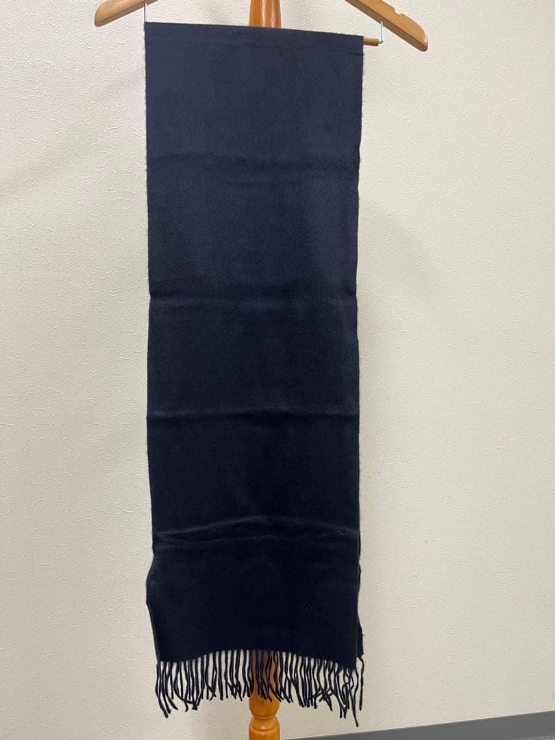 【値下げ】 Brioni ネイビー ウールマフラー