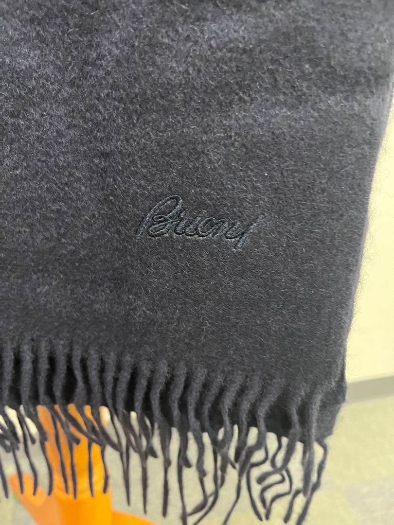 【値下げ】 Brioni ネイビー ウールマフラー