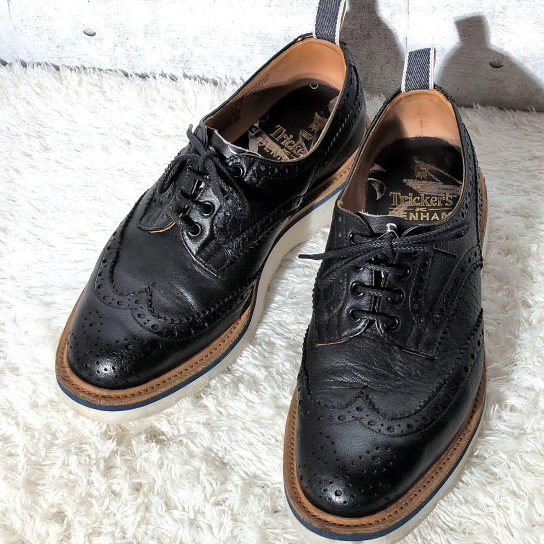 【極美品 激レア】デンハム　トリッカーズ　コラボ　ウイングチップ　デニム　黒