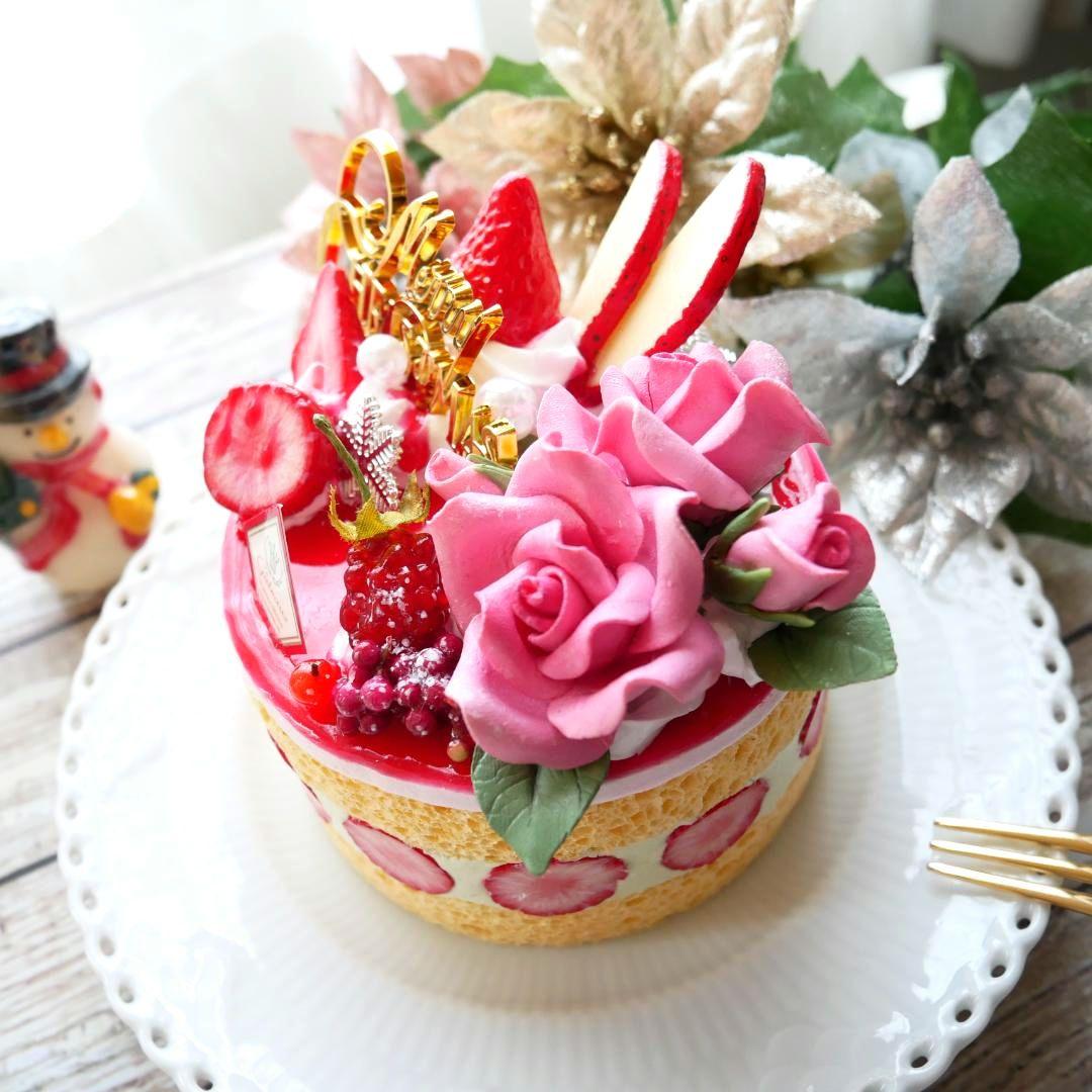 【ルブの森★様】フェイクスイーツ◆苺＆ピスタチオムースフレジェ風X'masケーキ
