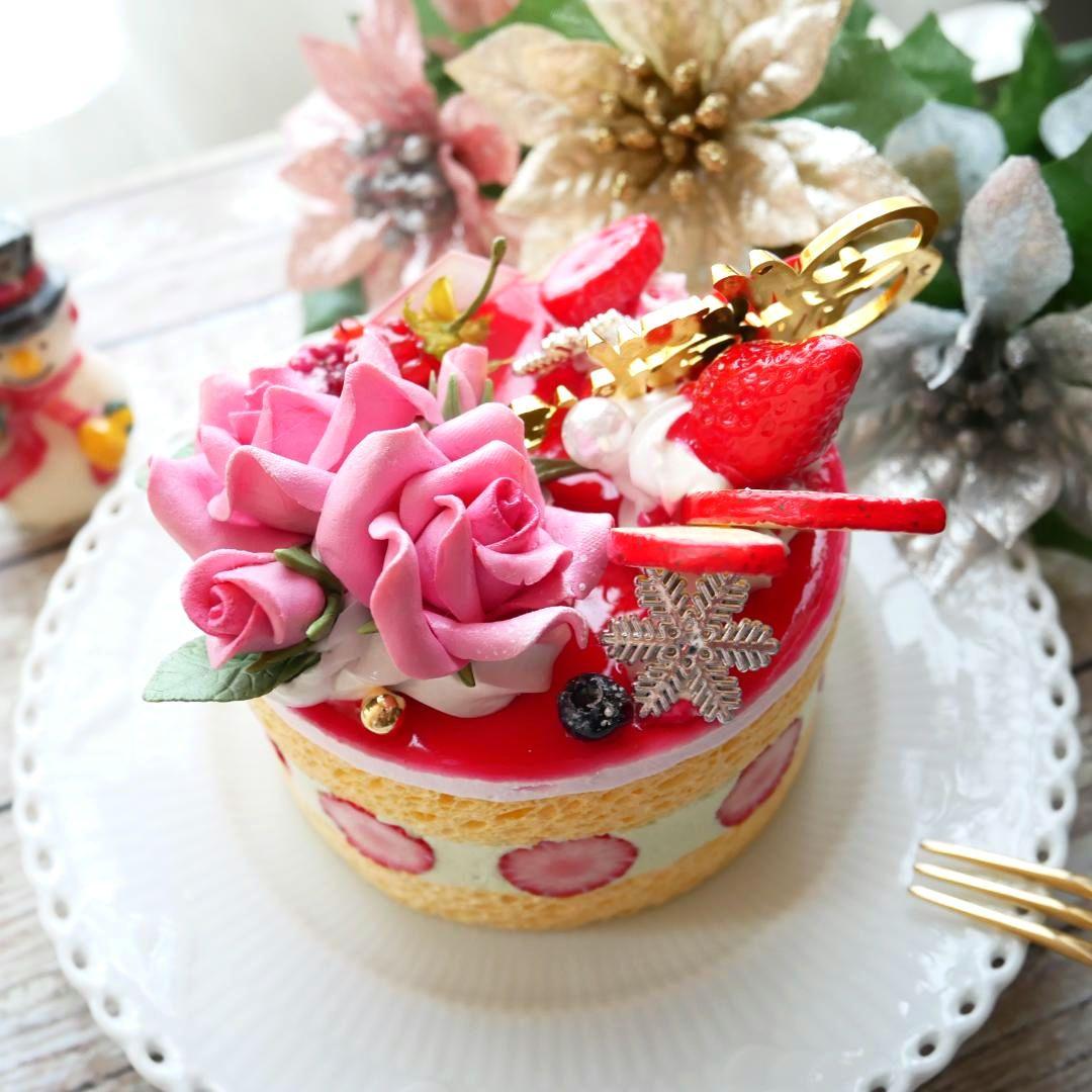 【ルブの森★様】フェイクスイーツ◆苺＆ピスタチオムースフレジェ風X'masケーキ