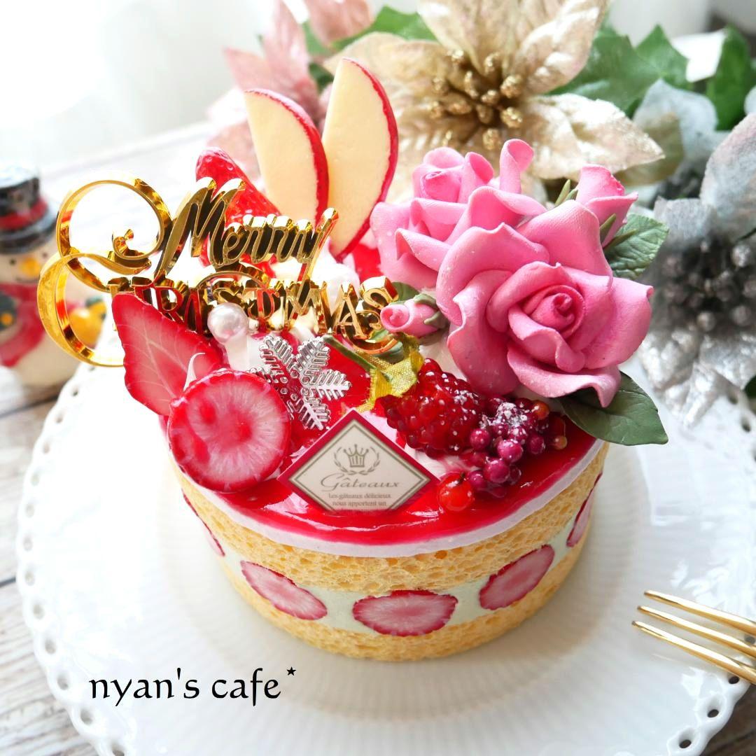 【ルブの森★様】フェイクスイーツ◆苺＆ピスタチオムースフレジェ風X'masケーキ