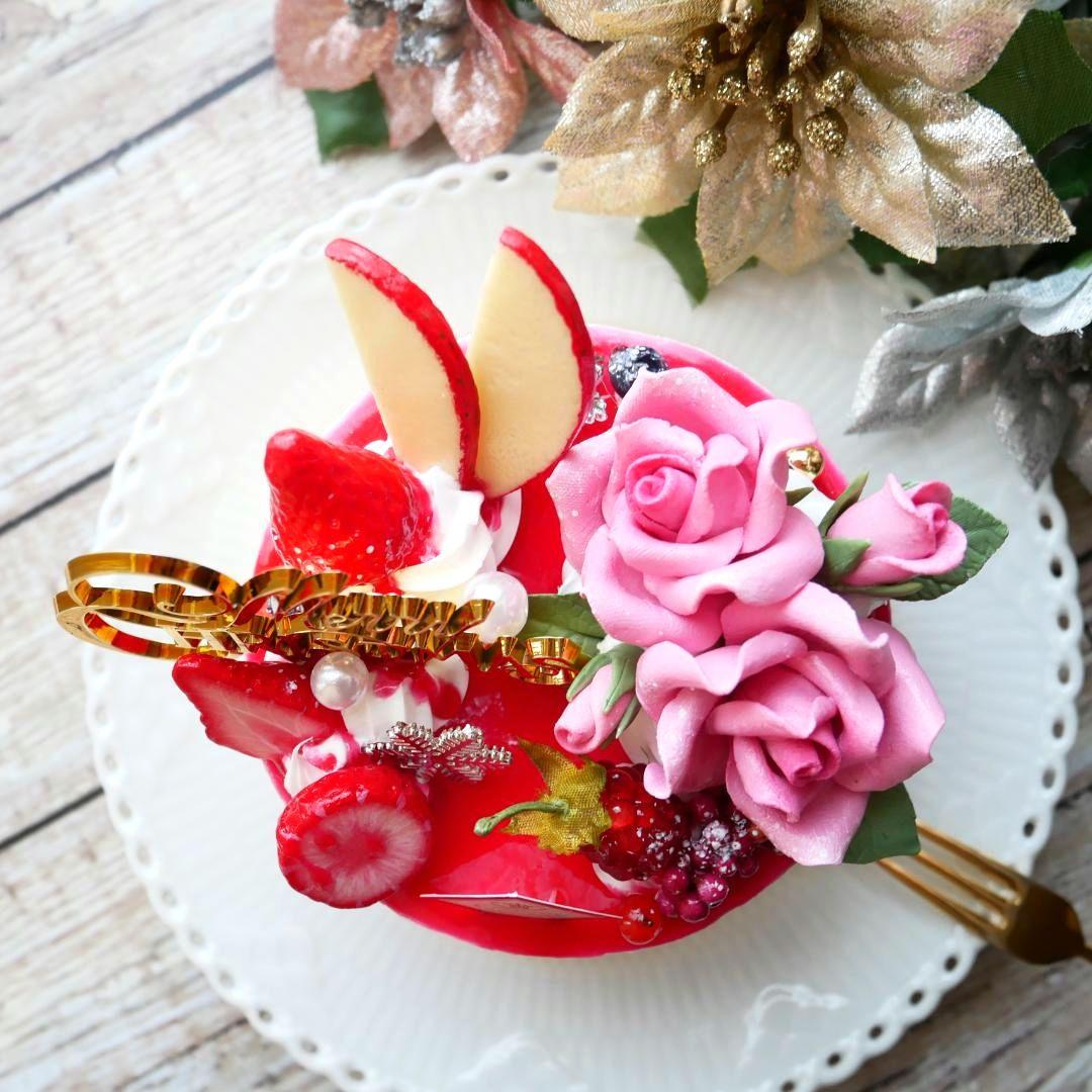 【ルブの森★様】フェイクスイーツ◆苺＆ピスタチオムースフレジェ風X'masケーキ