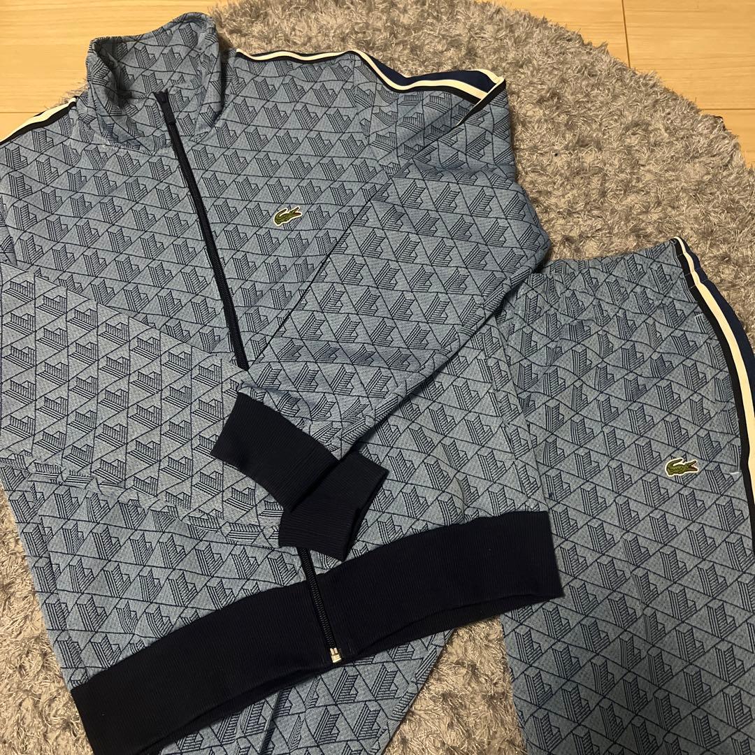 LACOSTEモノグラムトラックセットアップブルー