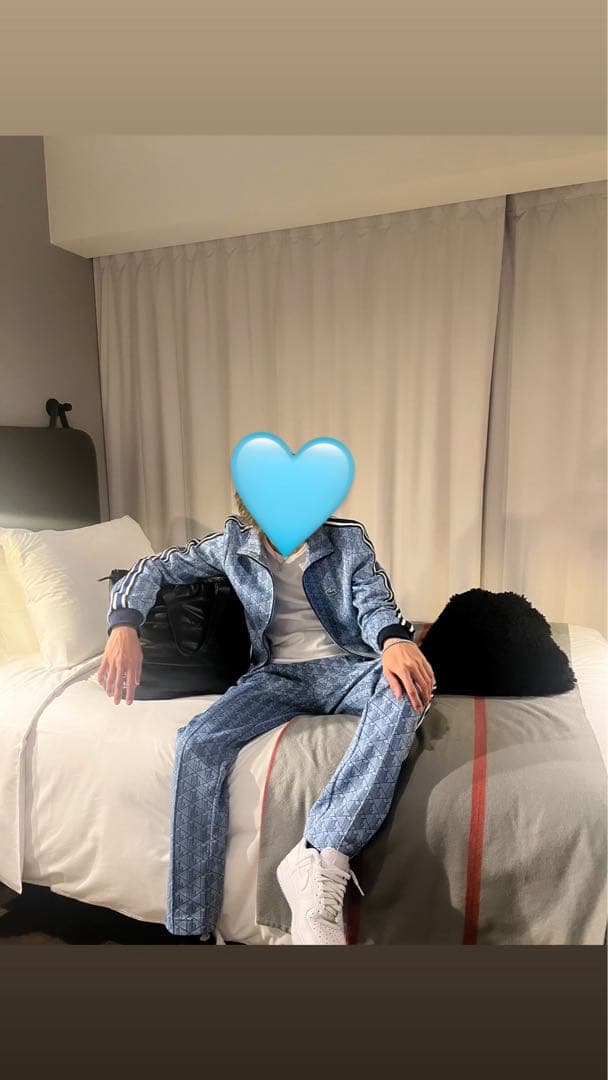 LACOSTEモノグラムトラックセットアップブルー