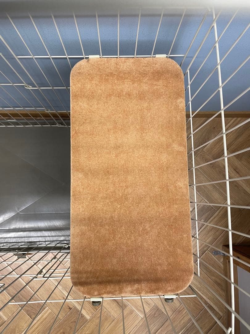 キャットケージ 2段棚付き 金属製　猫　扉3つサークル簡単組み立てハウス