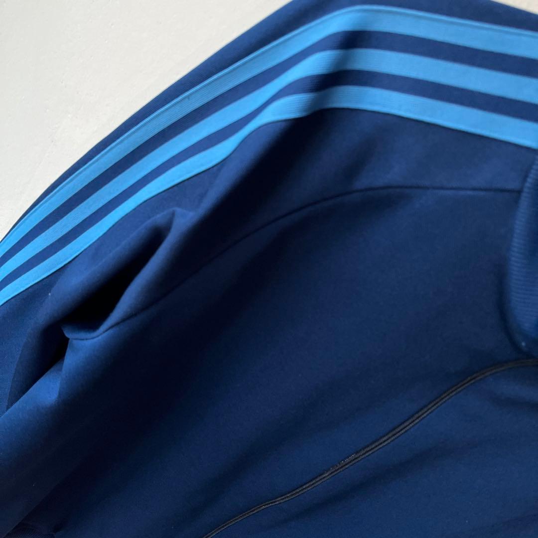 【超希少】アディダス デサント ジャージ 7号 2XL 水色 ネイビー 刺繍ロゴ