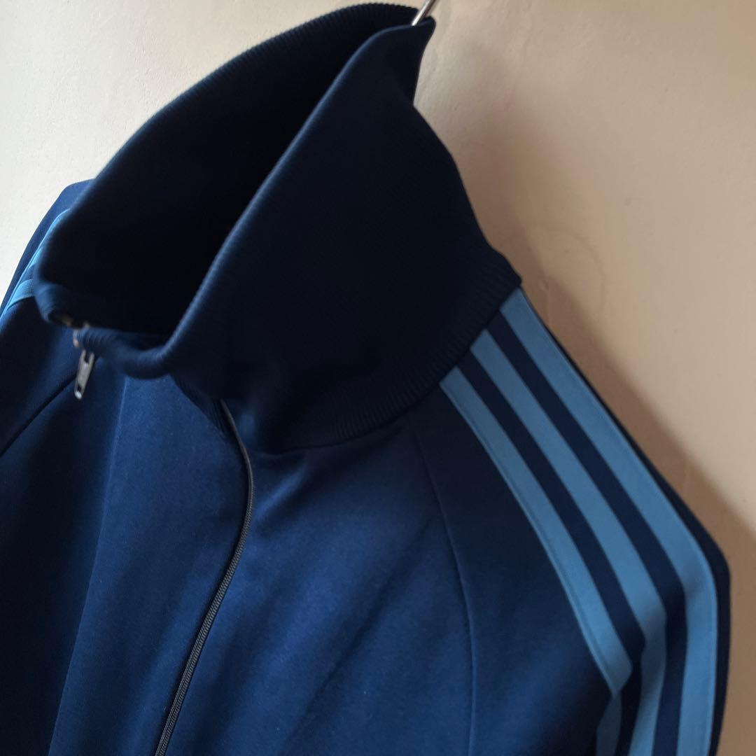 【超希少】アディダス デサント ジャージ 7号 2XL 水色 ネイビー 刺繍ロゴ